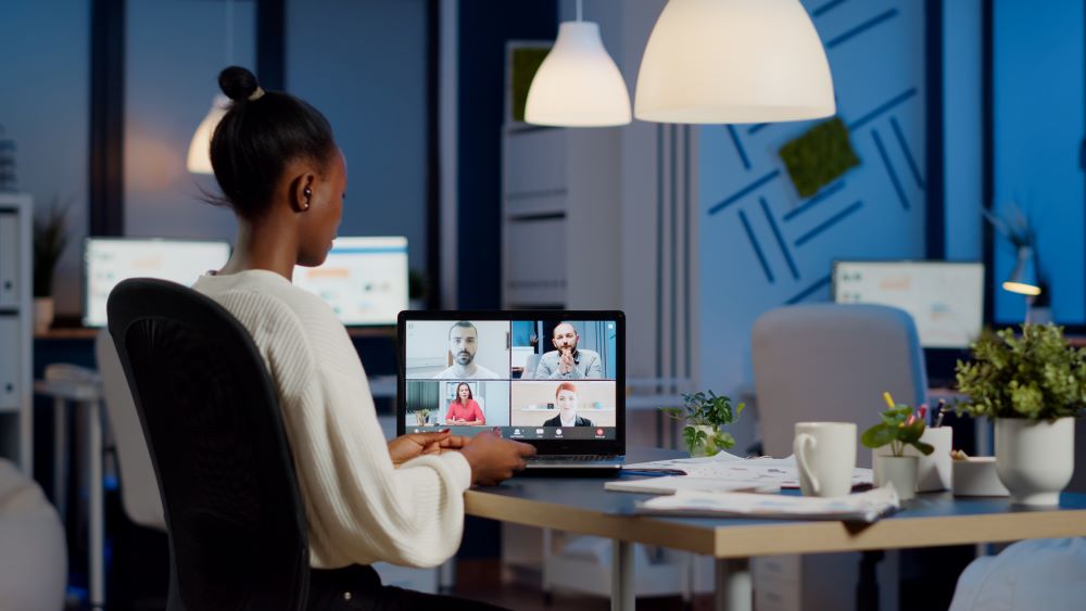 remote employee in a virtual meeting